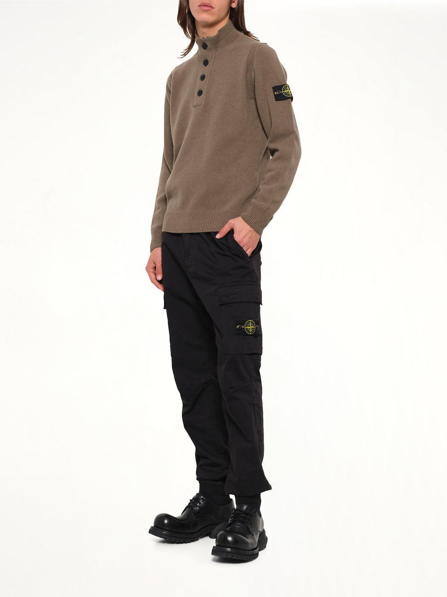 5100040 Lambswool Half-Zip Sweater in Military Green