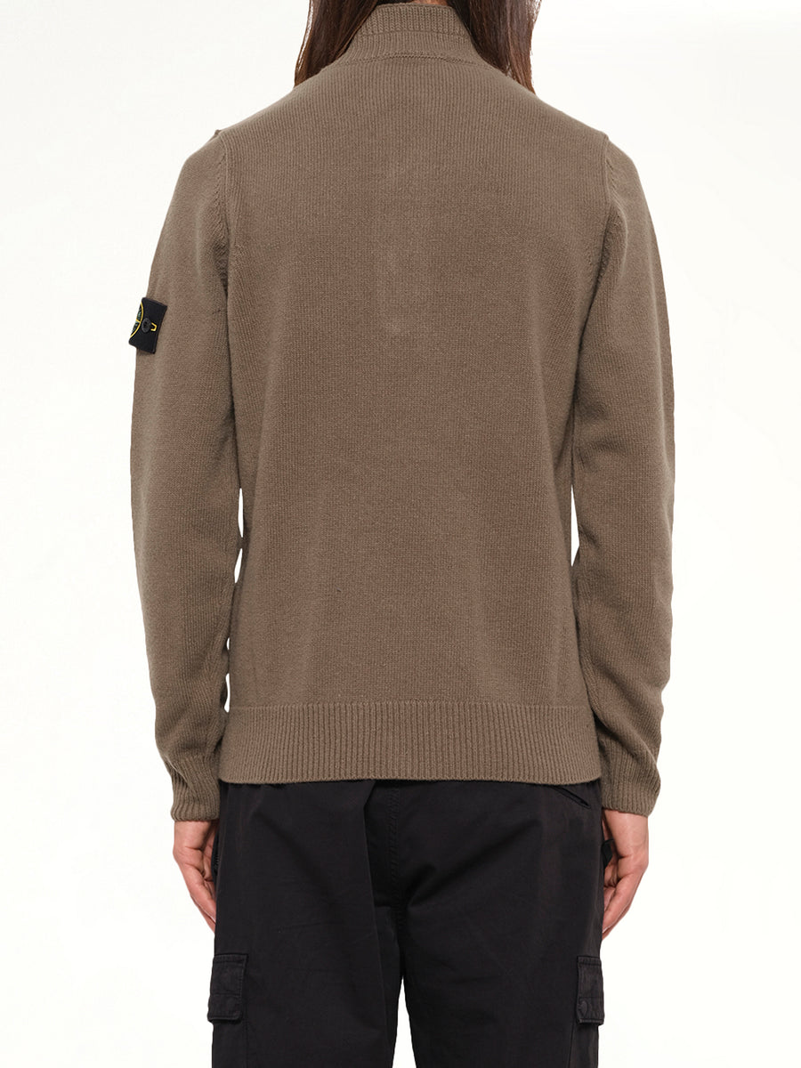 5100040 Lambswool Half-Zip Sweater in Military Green