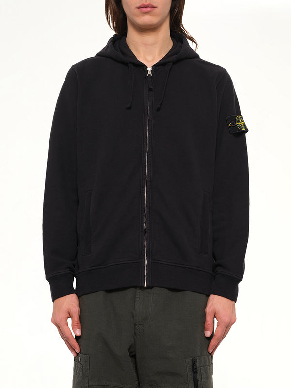 6100067 Brushed Cotton Zip-Up Hoodie in Black