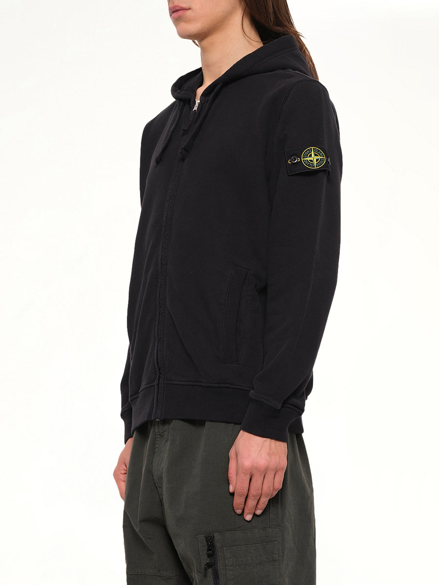 6100067 Brushed Cotton Zip-Up Hoodie in Black