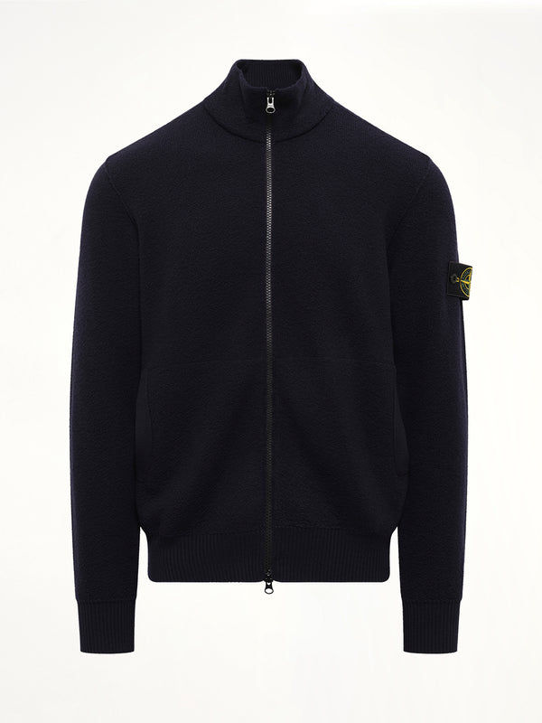 5100012 Light RWS Wool Zip-Up Cardigan in Navy Blue