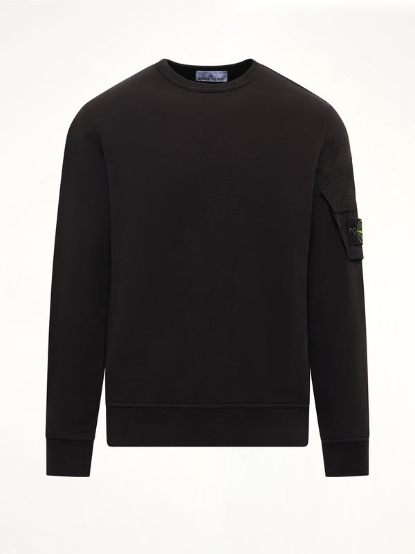 6100015 Brushed Cotton Sleeve Pocket Sweatshirt in Black