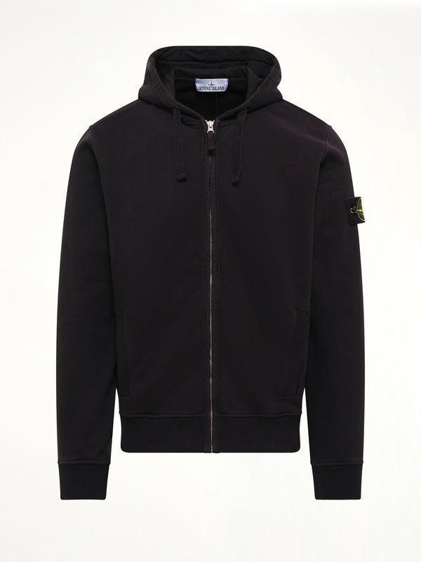 6100067 Brushed Cotton Zip-Up Hoodie in Black
