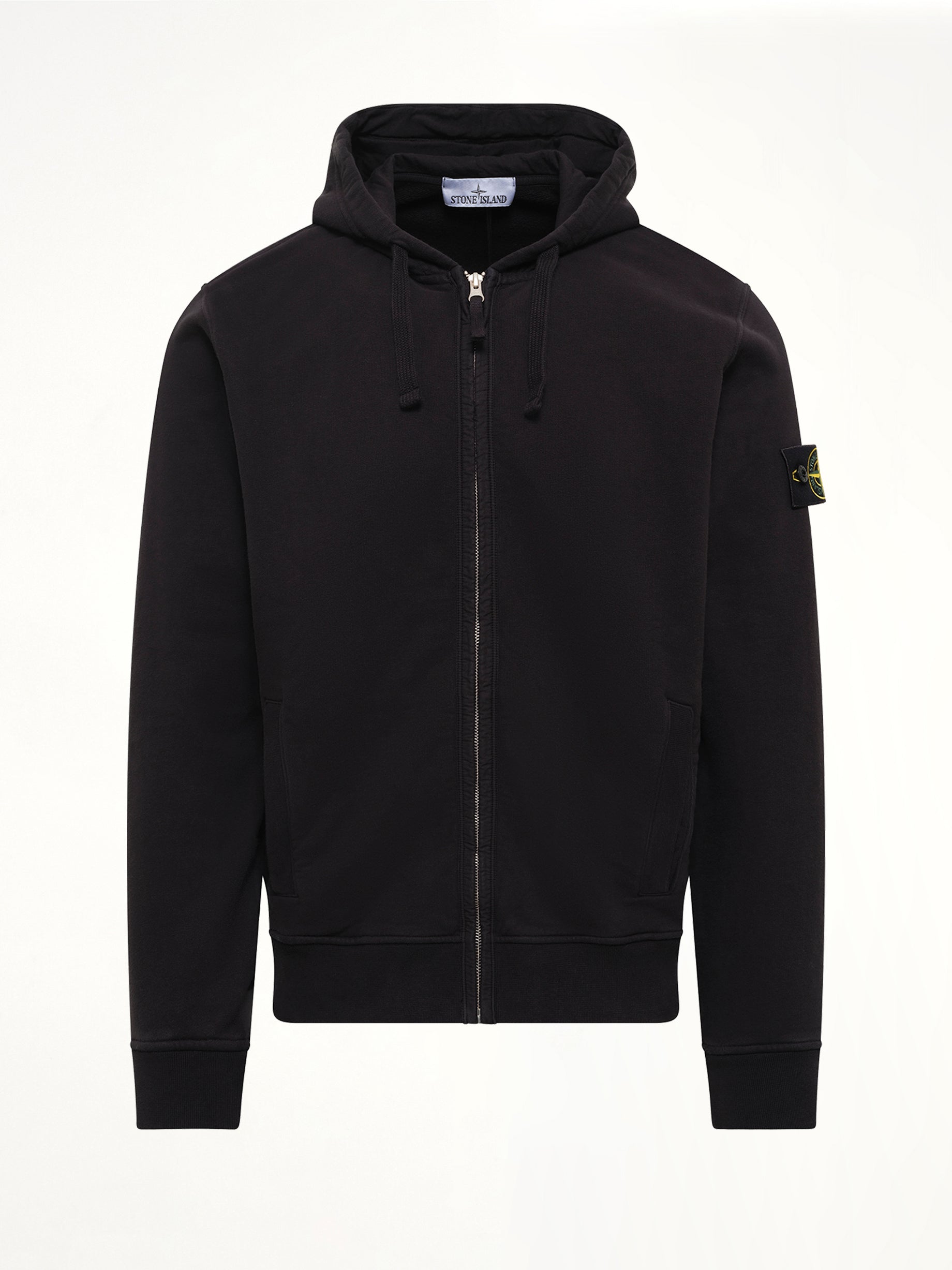 6100067 Brushed Cotton Zip-Up Hoodie in Black