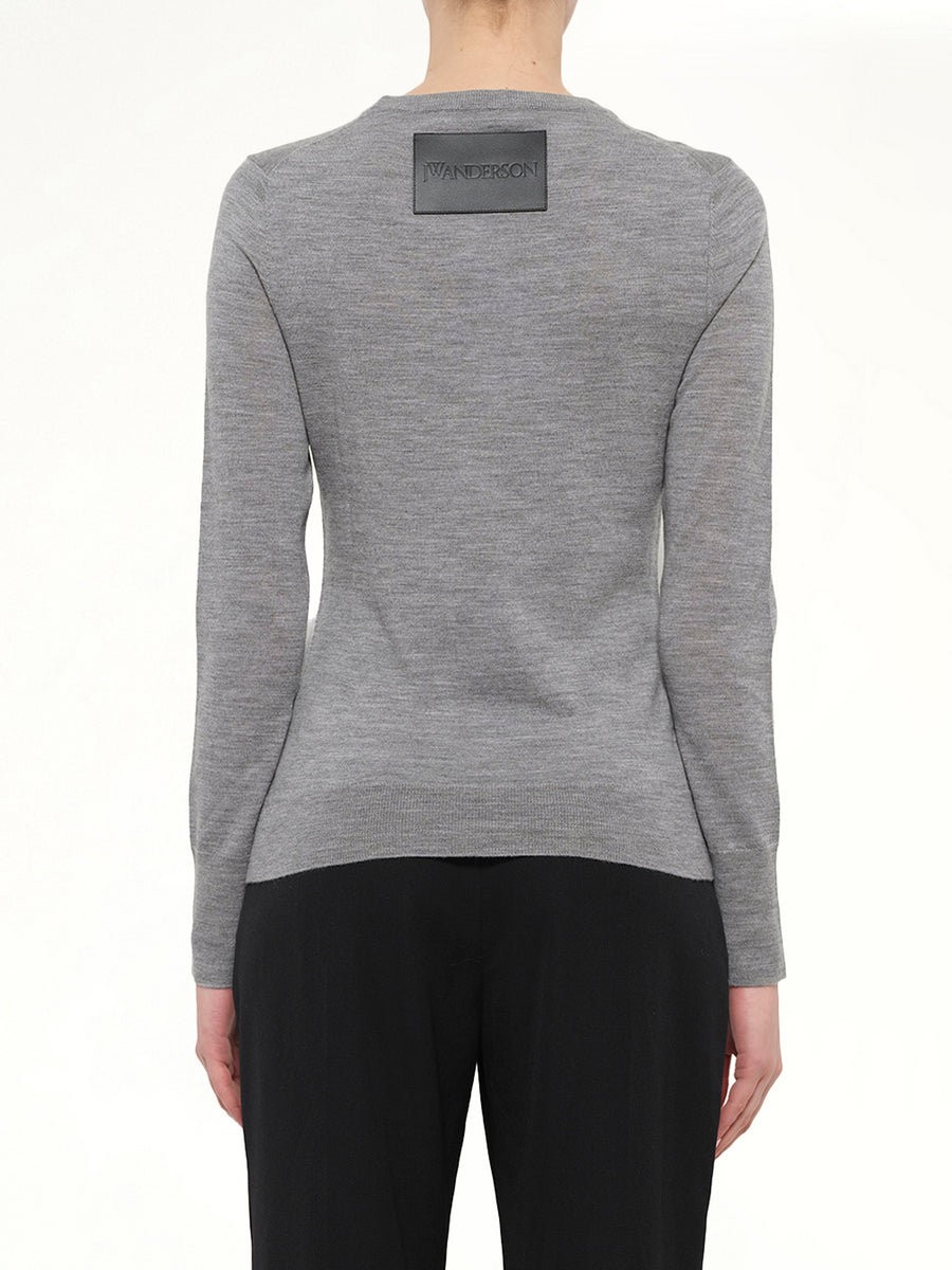 Crewneck Knit With Dart in Grey
