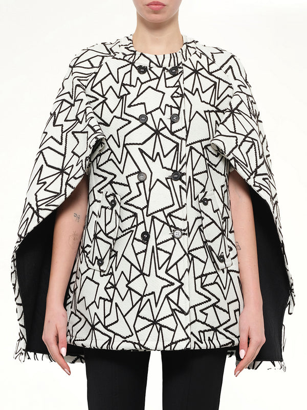 Jacquard Cape in White