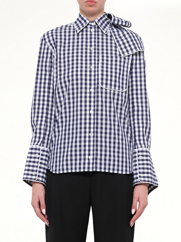 Scarf Gingham Shirt in Blue