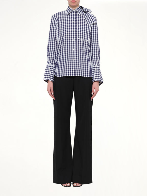 Scarf Gingham Shirt in Blue
