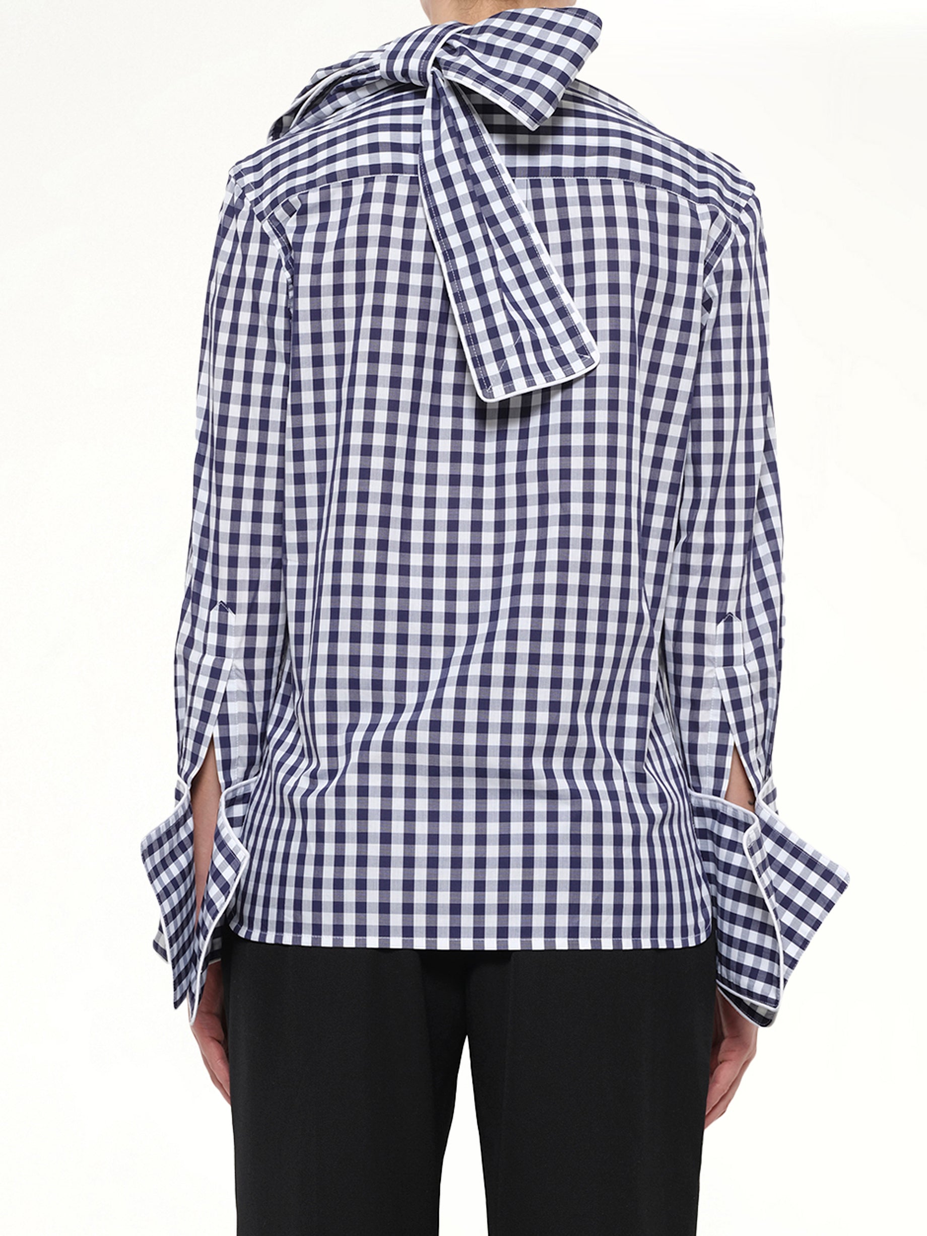 Scarf Gingham Shirt in Blue