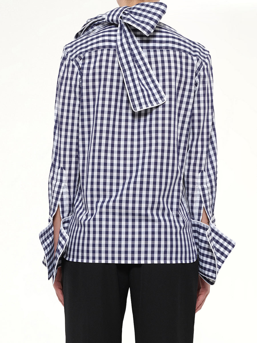 Scarf Gingham Shirt in Blue