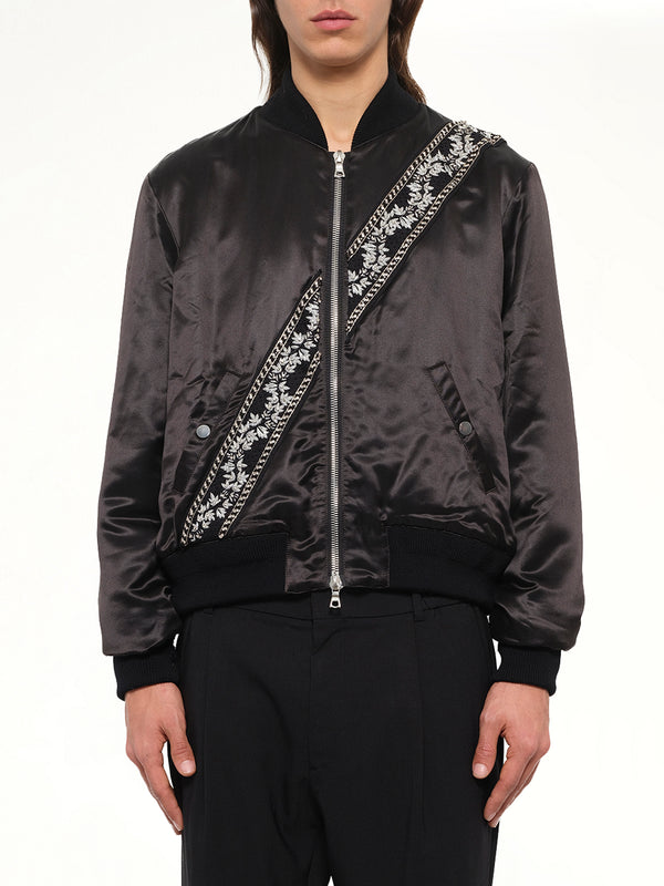 Guitar Strap Bomber Jacket in Black
