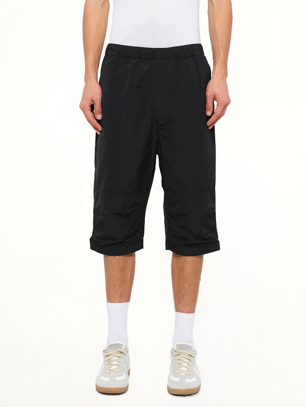 Long Stretch Waist Shorts in Black