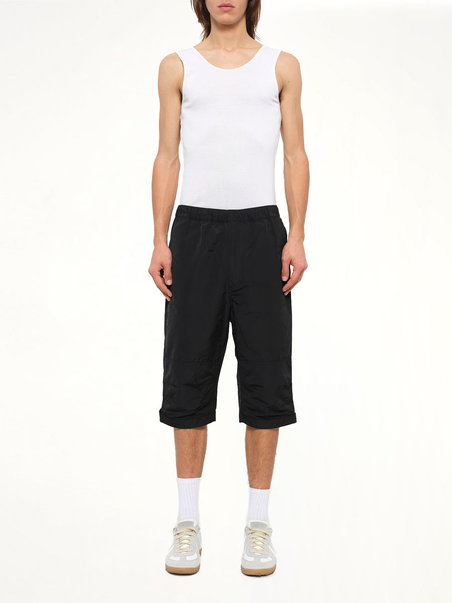 Long Stretch Waist Shorts in Black