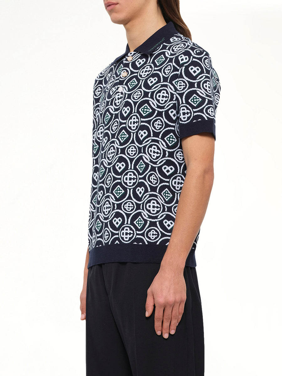 Cotton CC Monogram Polo Shirt in Black