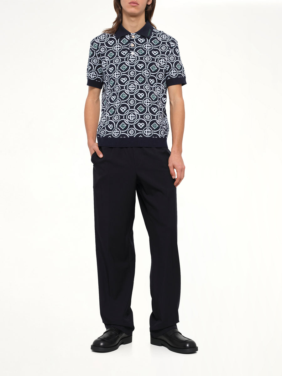 Cotton CC Monogram Polo Shirt in Black