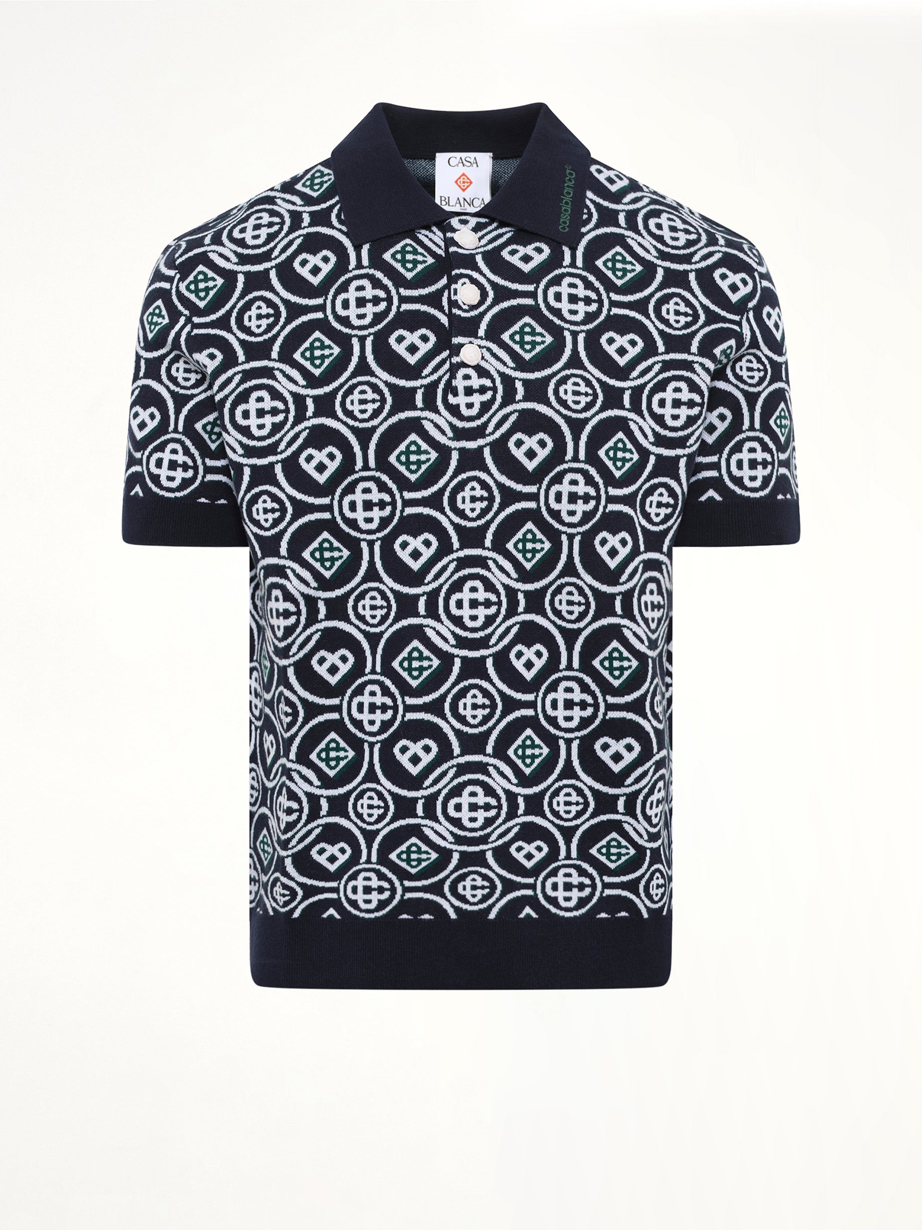 Cotton CC Monogram Polo Shirt in Black