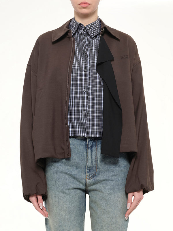 Fluid Viscose & Wool Jacket in Brown