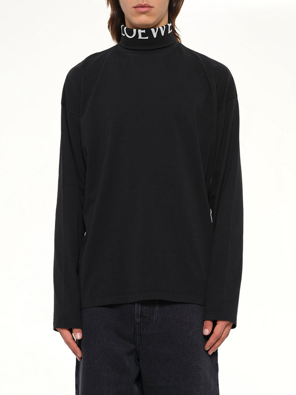 Logo Neck Top in Black