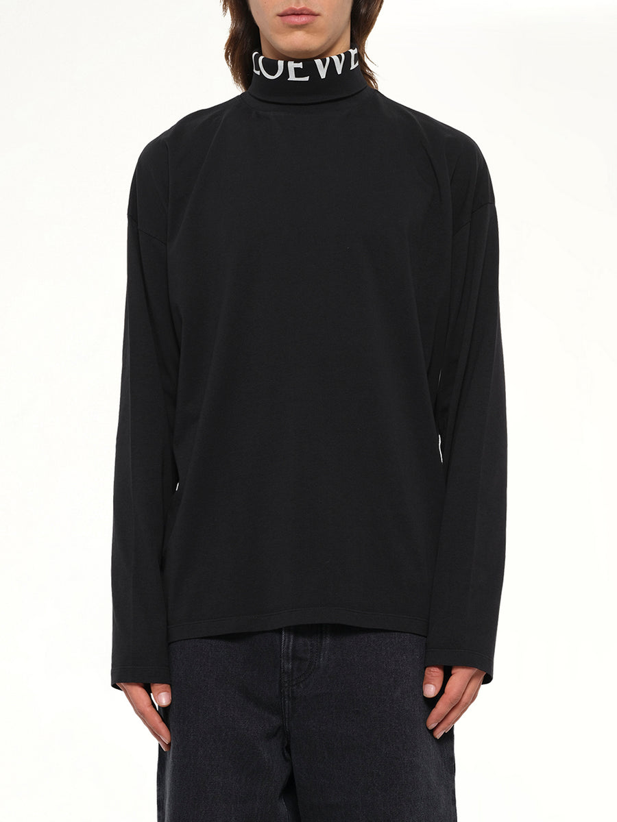 Logo Neck Top in Black