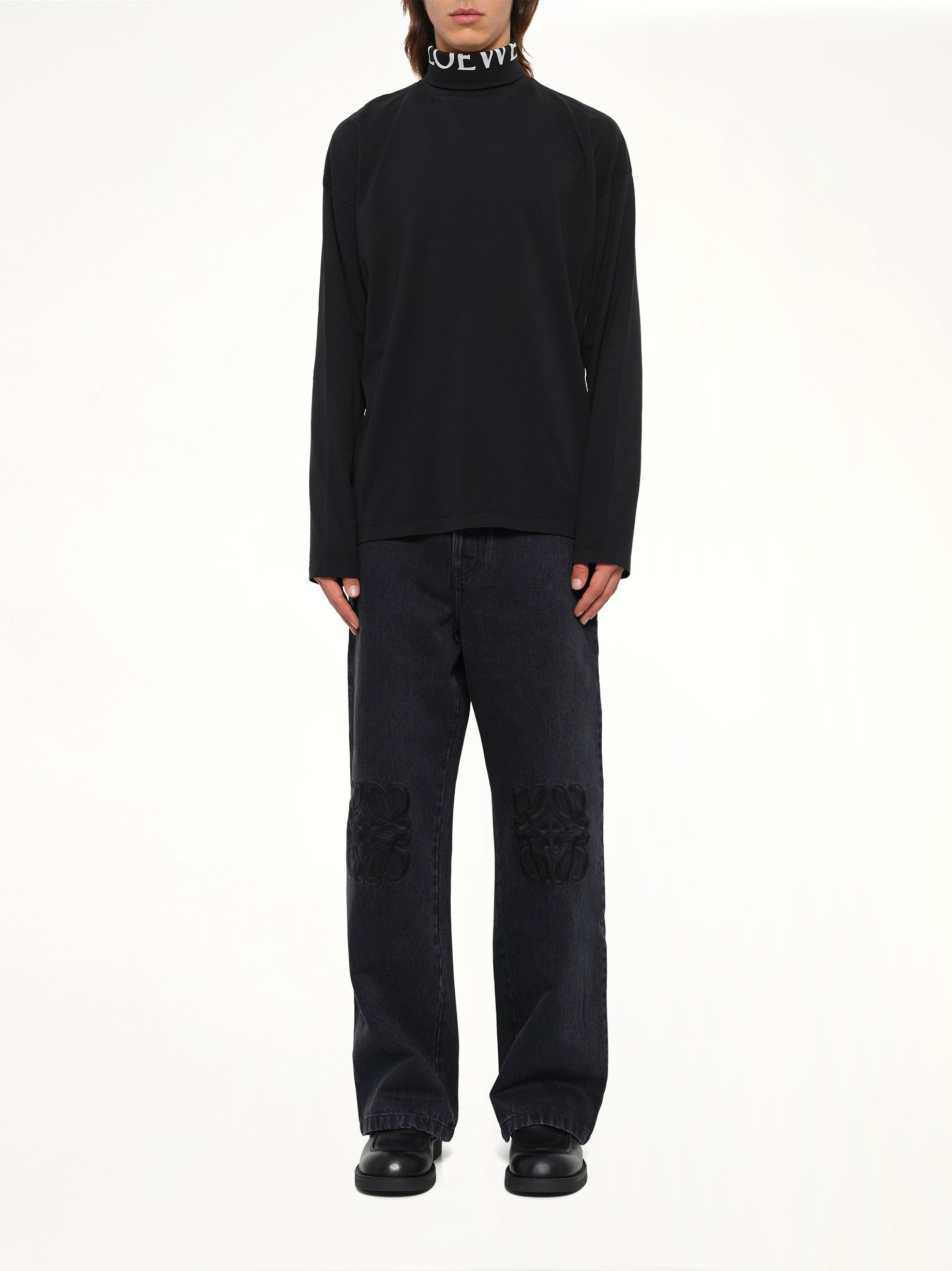 Logo Neck Top in Black
