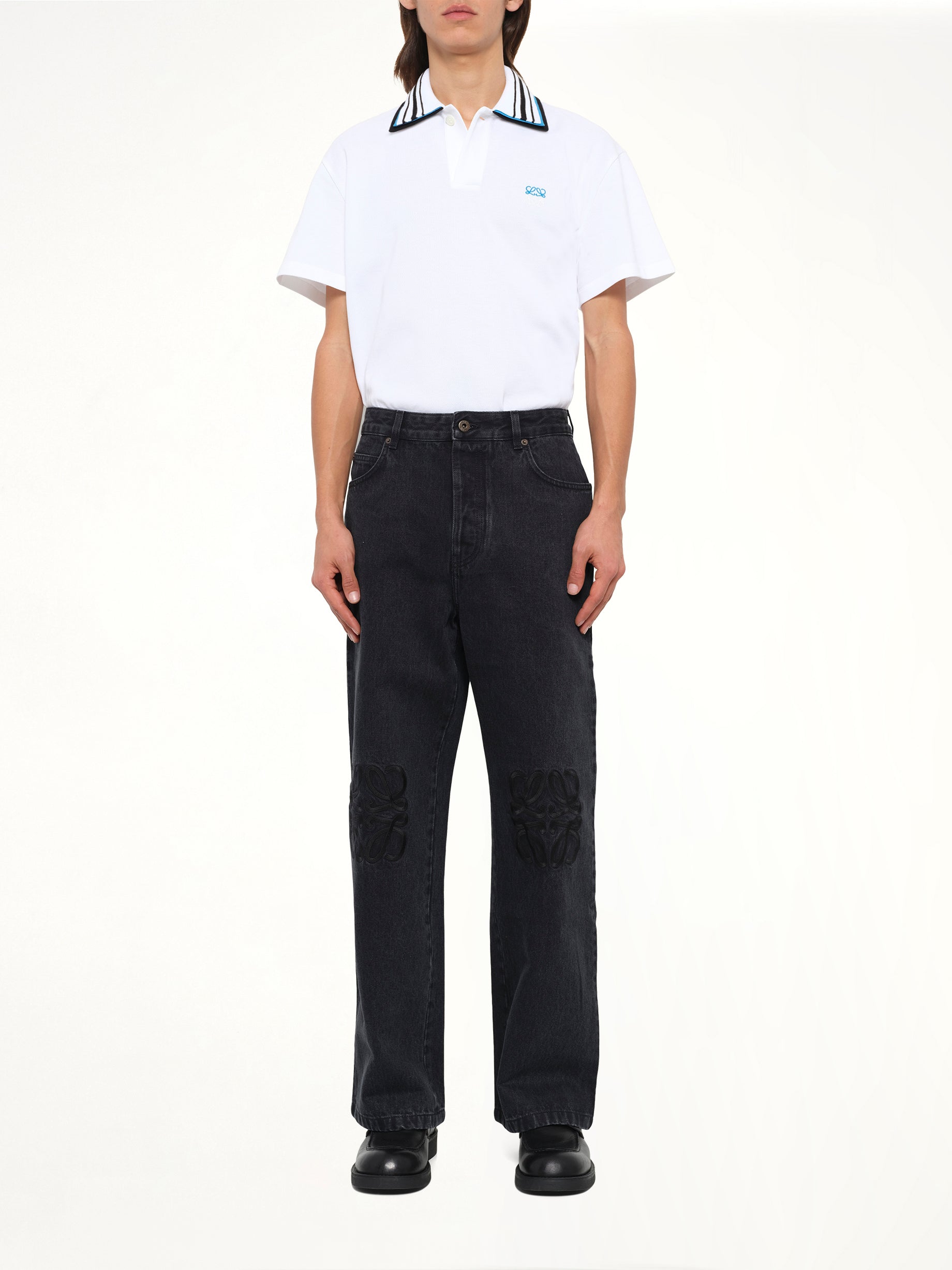 Tonal Anagram Baggy Jeans AF in Black