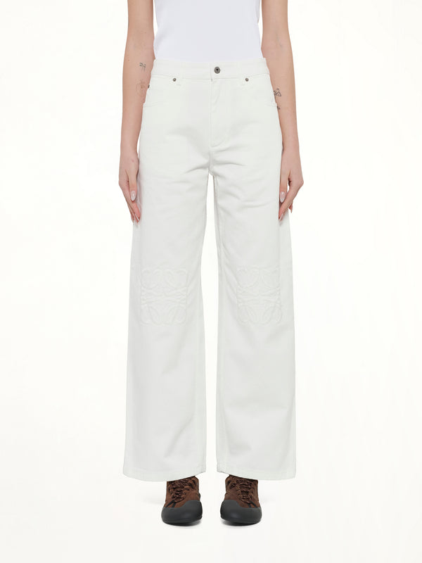 Tonal Anagram Baggy Jeans AF in White