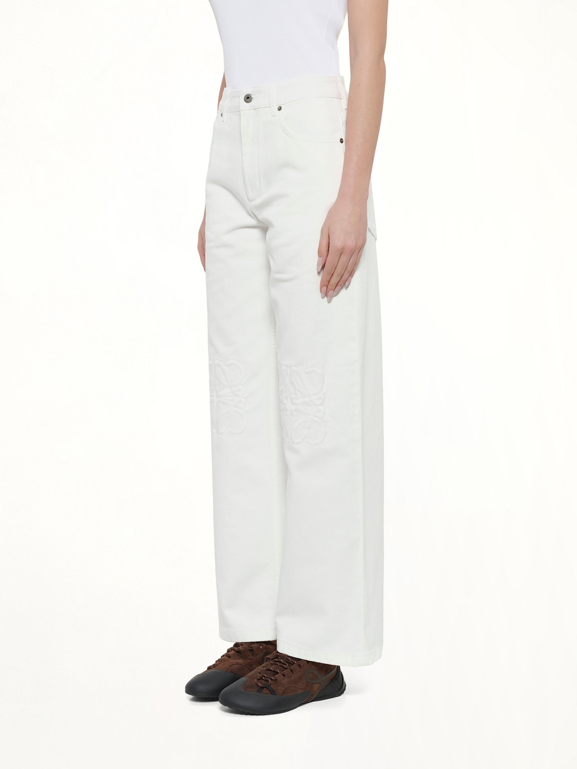 Tonal Anagram Baggy Jeans AF in White