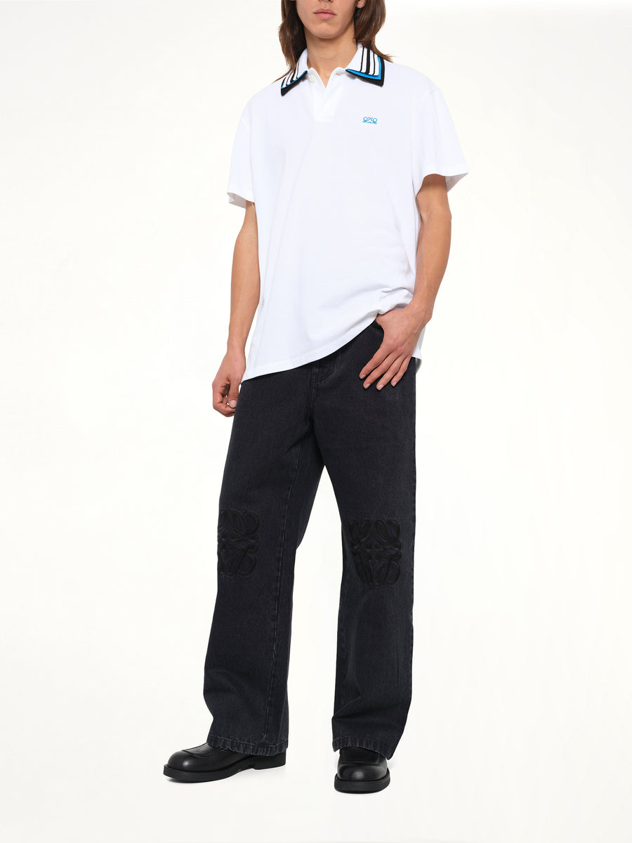 Two-Tone Polo in White