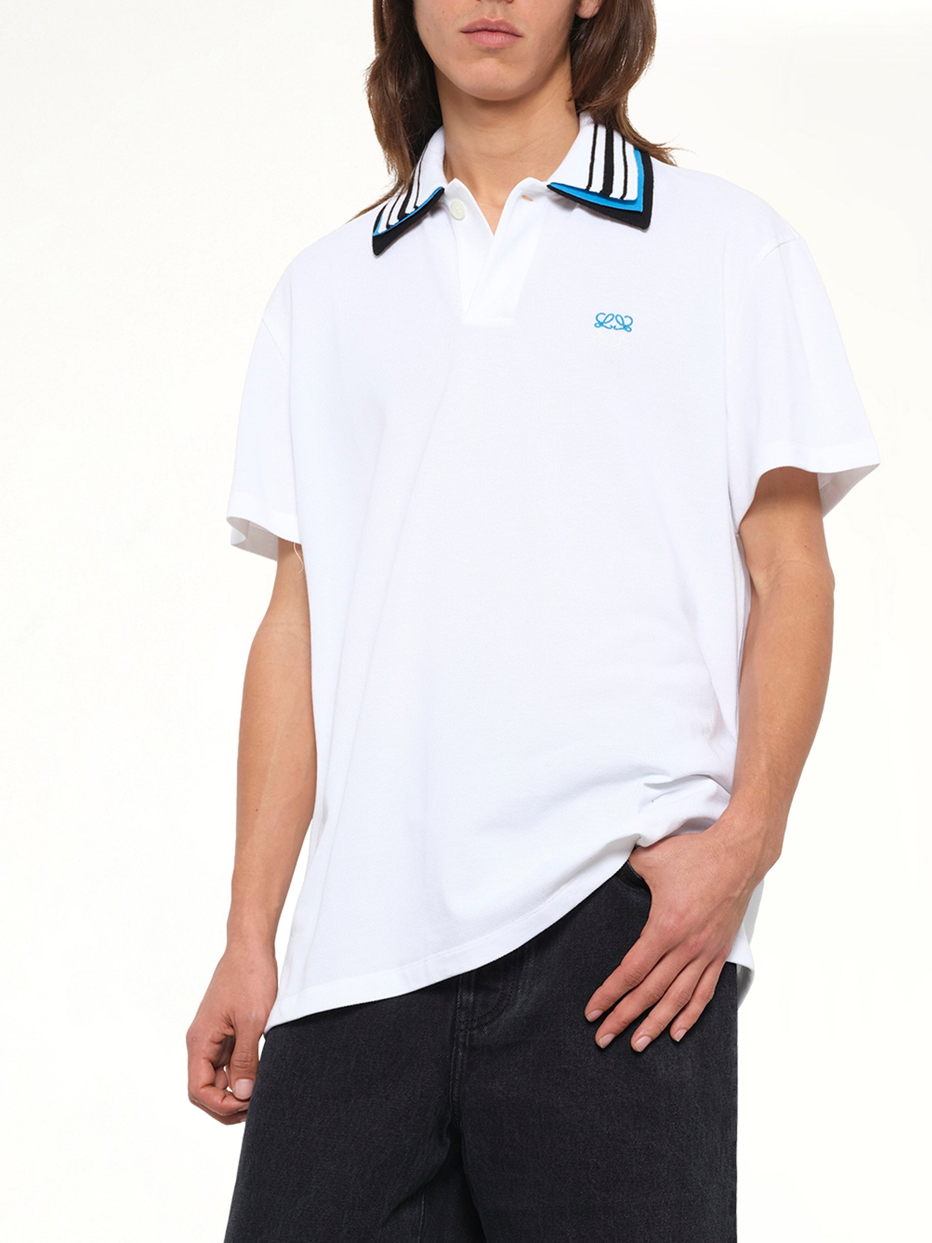 Two-Tone Polo in White