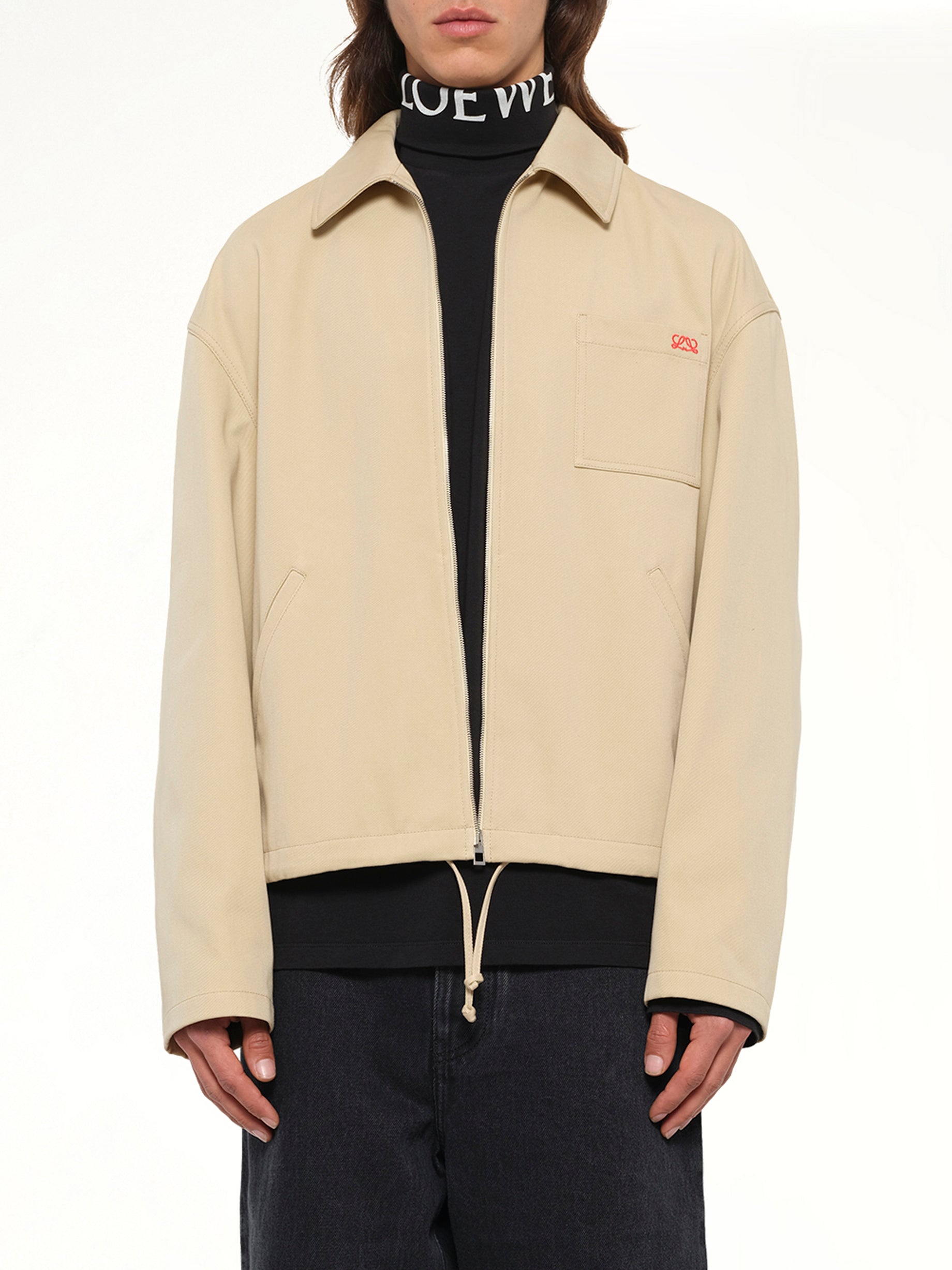 Zip-Up Jacket in Beige