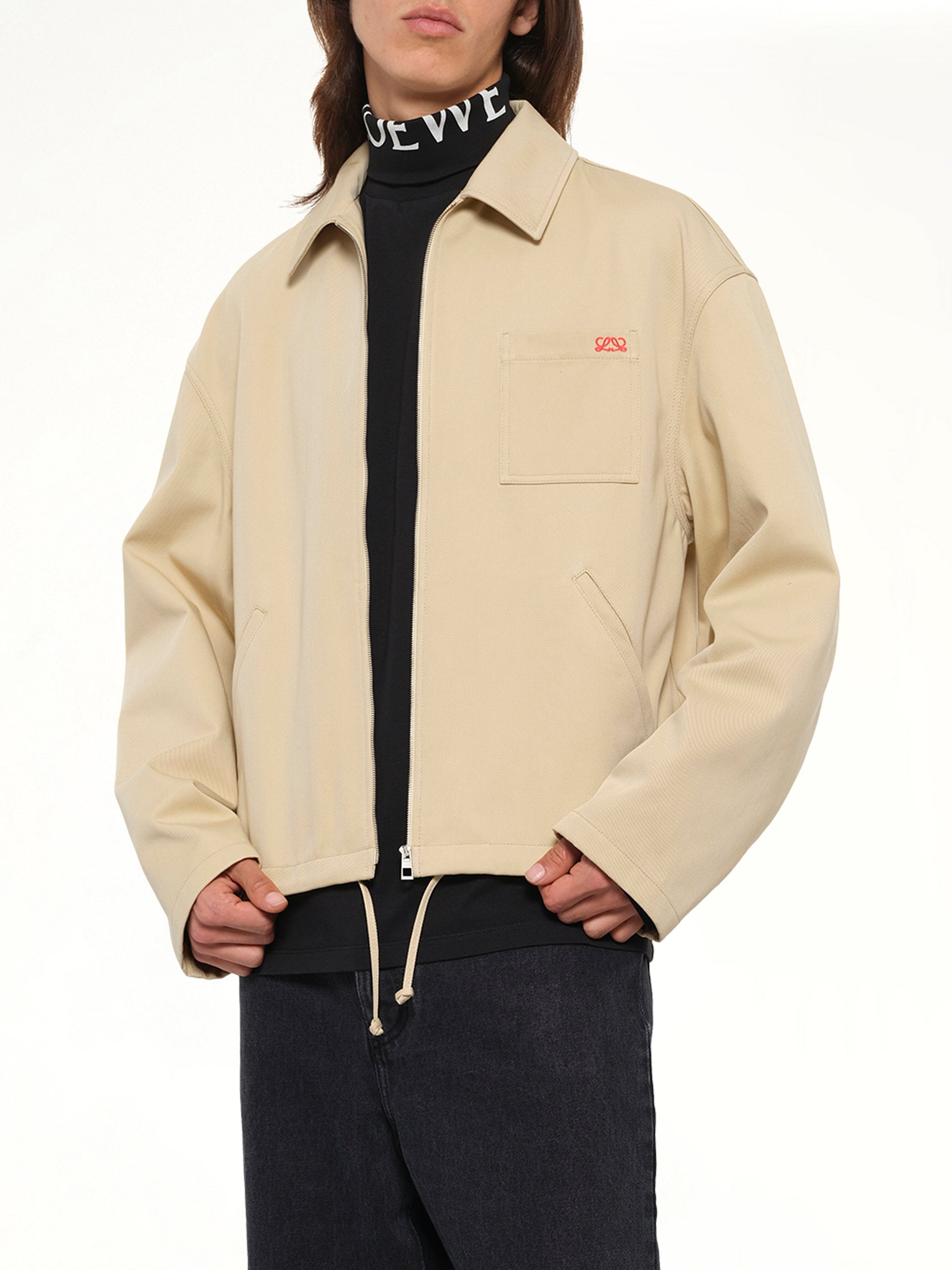 Zip-Up Jacket in Beige