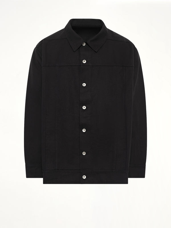 Cotton Canvas Jumbo Worker Denim Jacket in Black