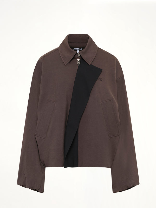 Fluid Viscose & Wool Jacket in Brown