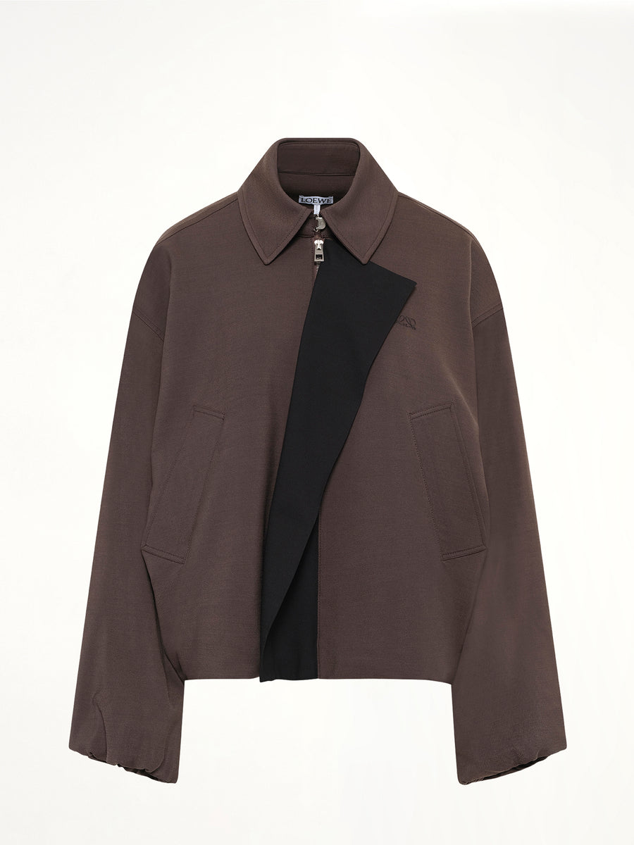 Fluid Viscose & Wool Jacket in Brown
