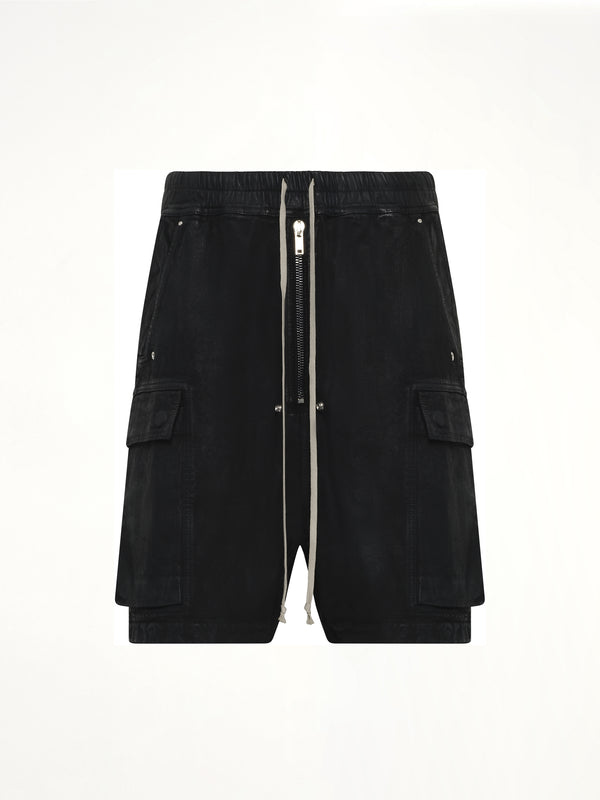 Megacrust Denim Cargobela Shorts in Black Wax