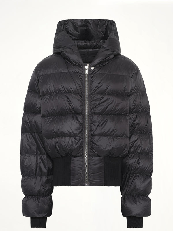 Nylon Duvet Hooded Jacket in Black