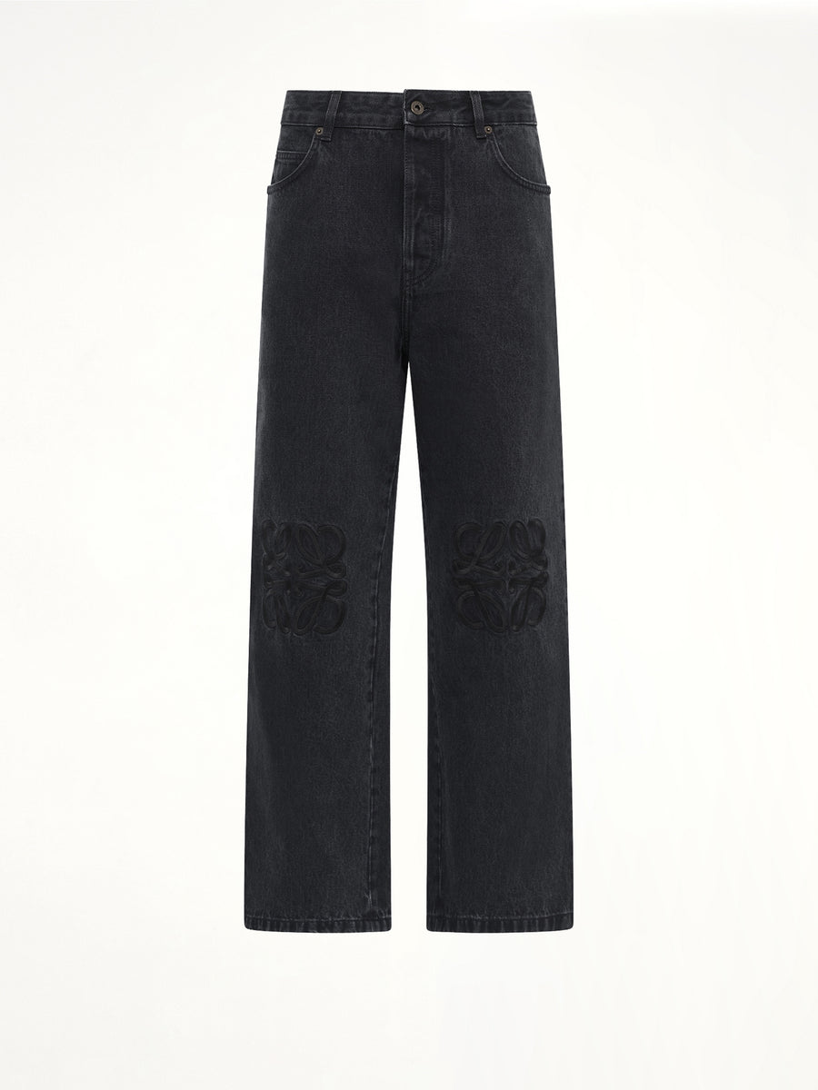 Tonal Anagram Baggy Jeans AF in Black