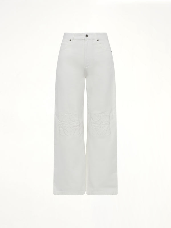 Tonal Anagram Baggy Jeans AF in White