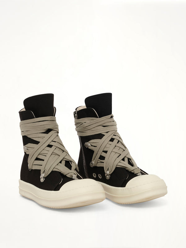 13oz Overdyed Denim Megalace Sneaks in Black
