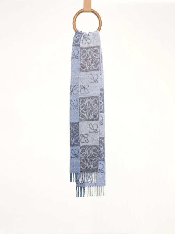 Anagram Wool Cashmere Scarf in Blue/White