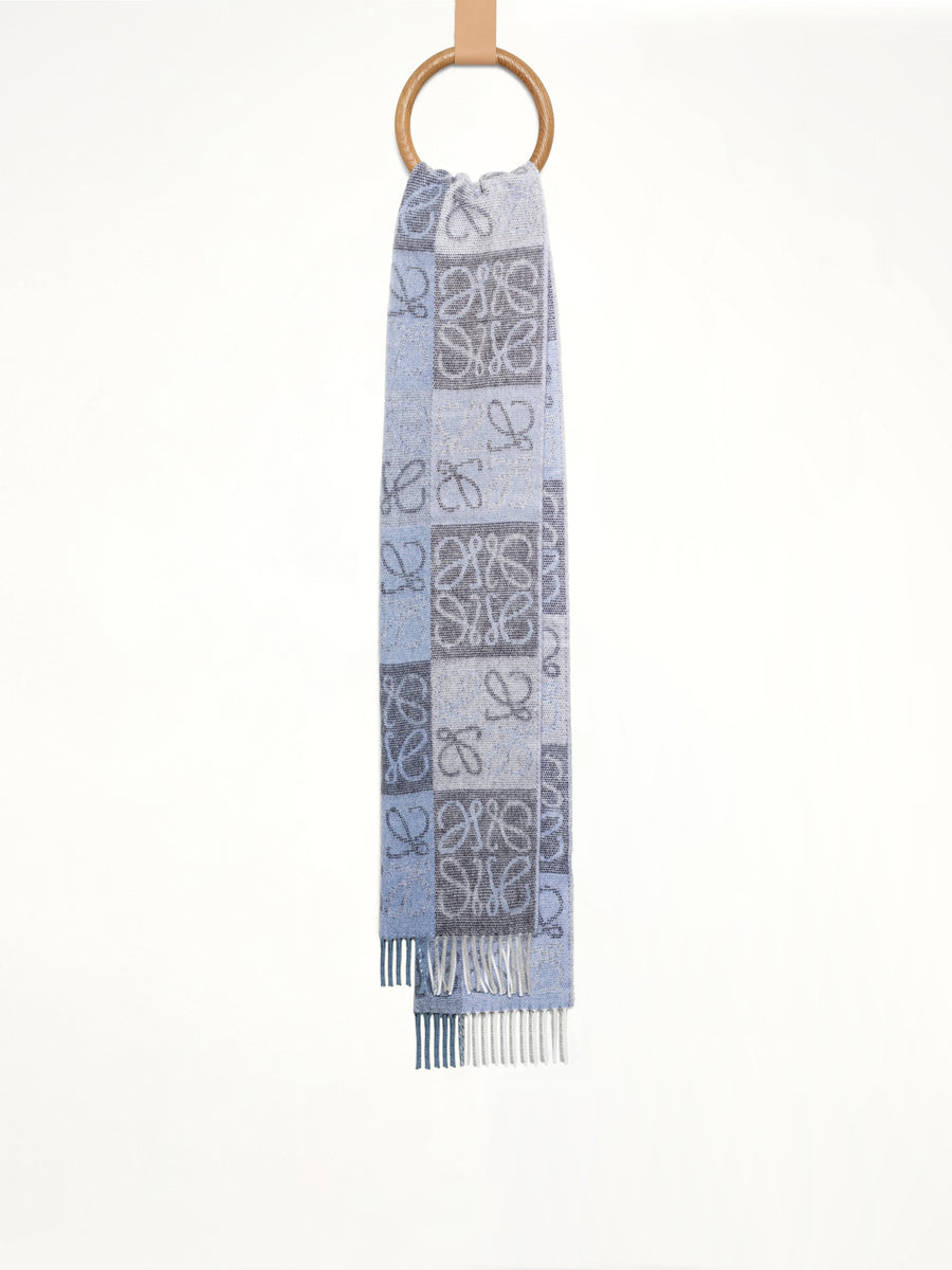 Anagram Wool Cashmere Scarf in Blue/White