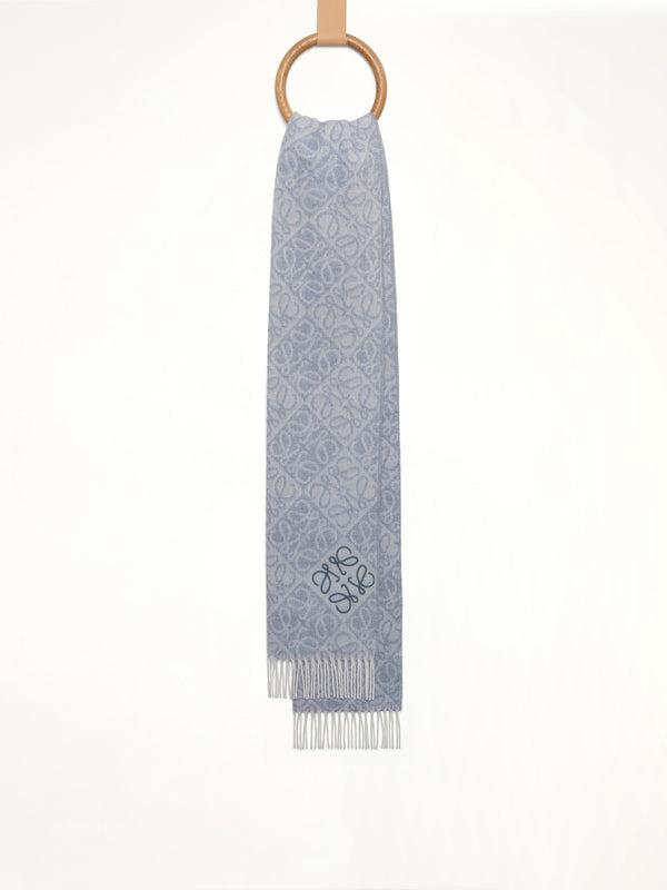 Anagram Wool Cashmere Scarf in Light Blue