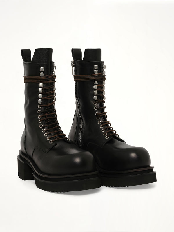 Army Lace Up Bogun Boots in Black