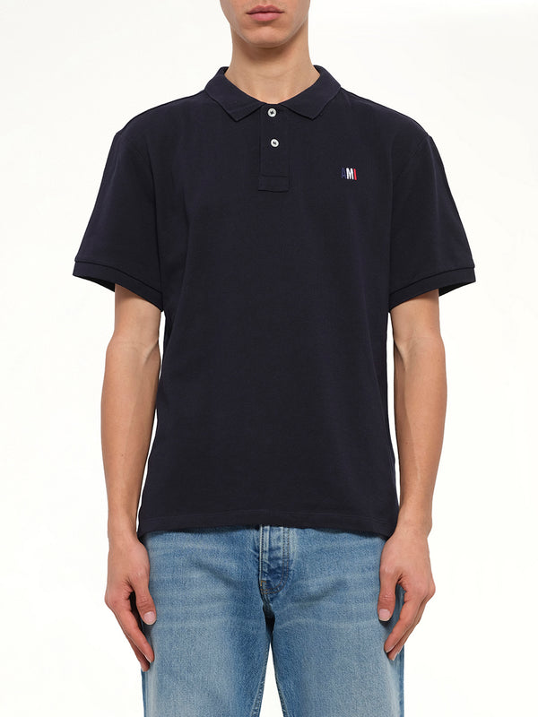 Buttoned Polo in Navy