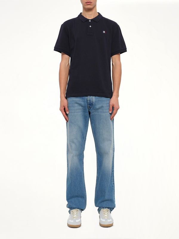 Buttoned Polo in Navy