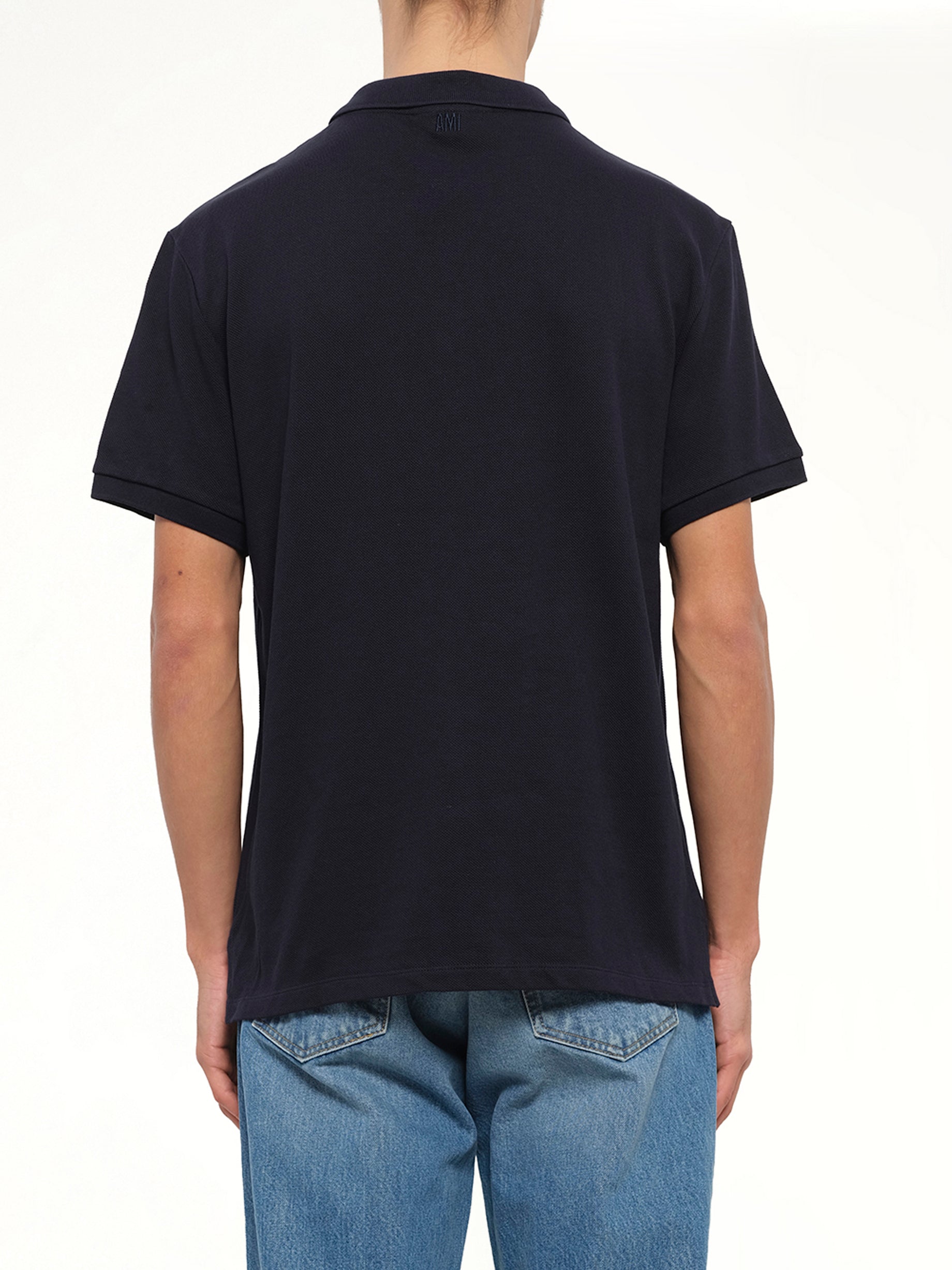 Buttoned Polo in Navy