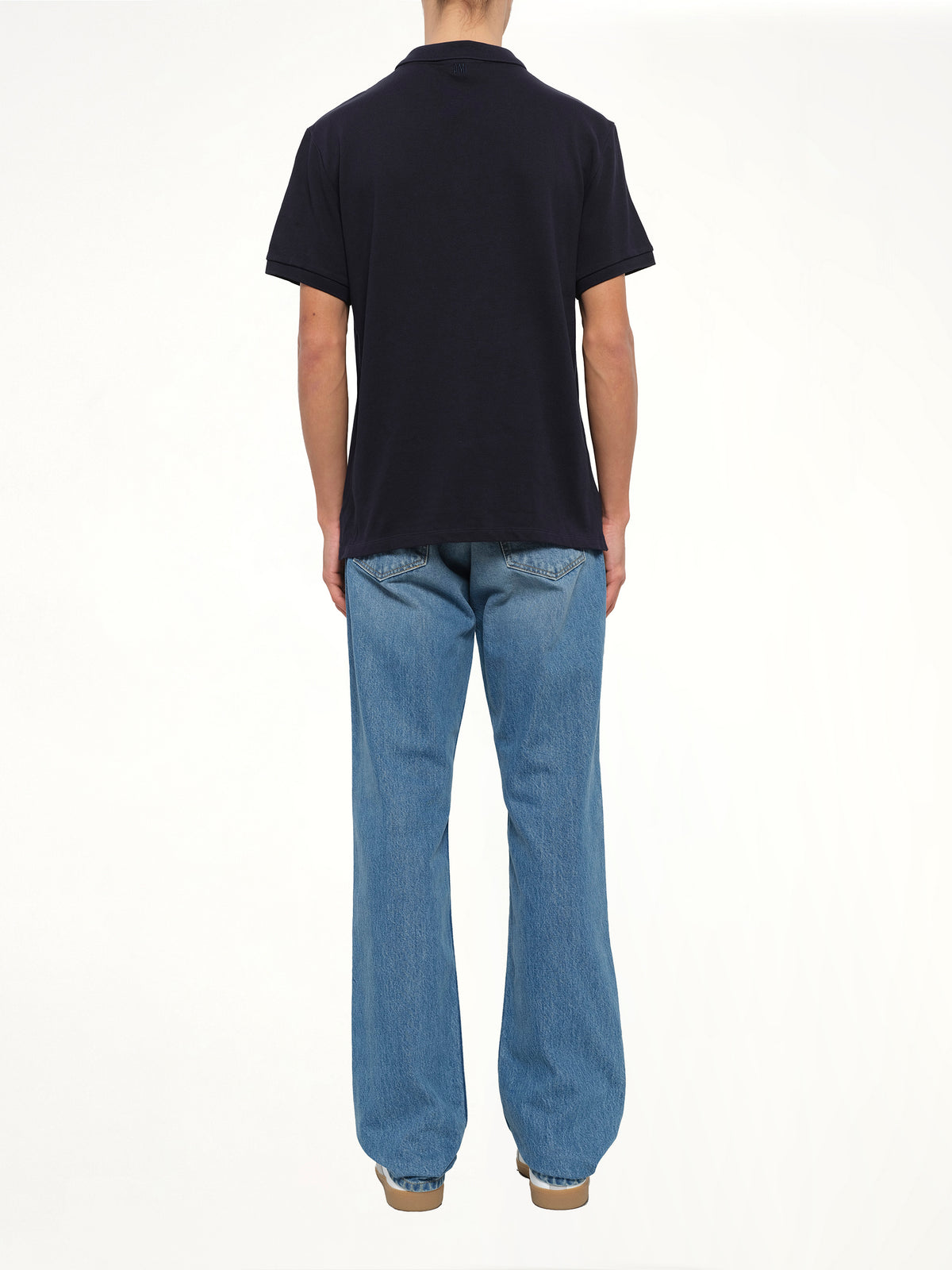 Buttoned Polo in Navy