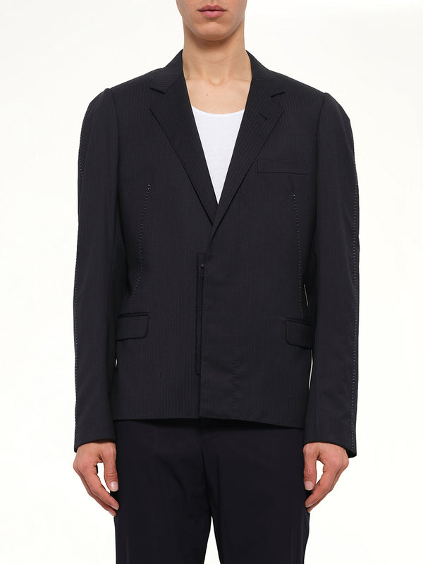 Jacket with Displaced Lapel in Black