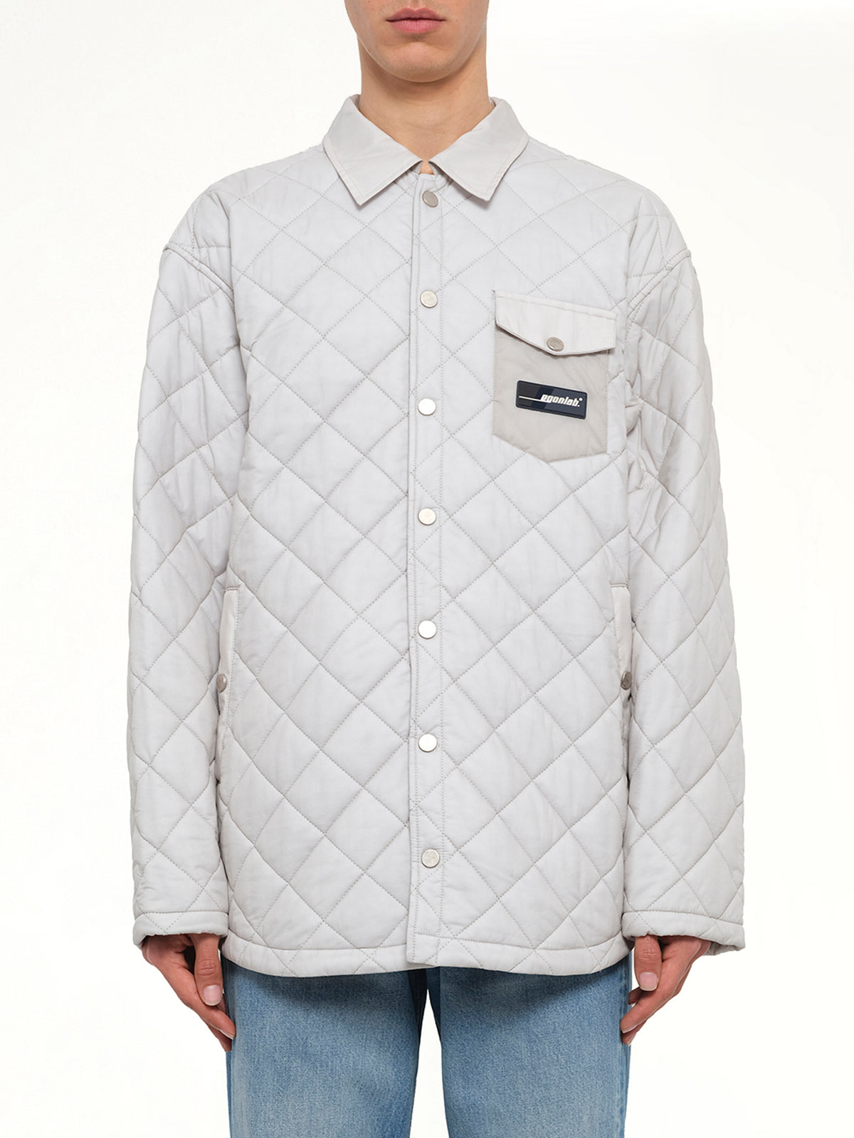 Quilted Shirt in Light Grey