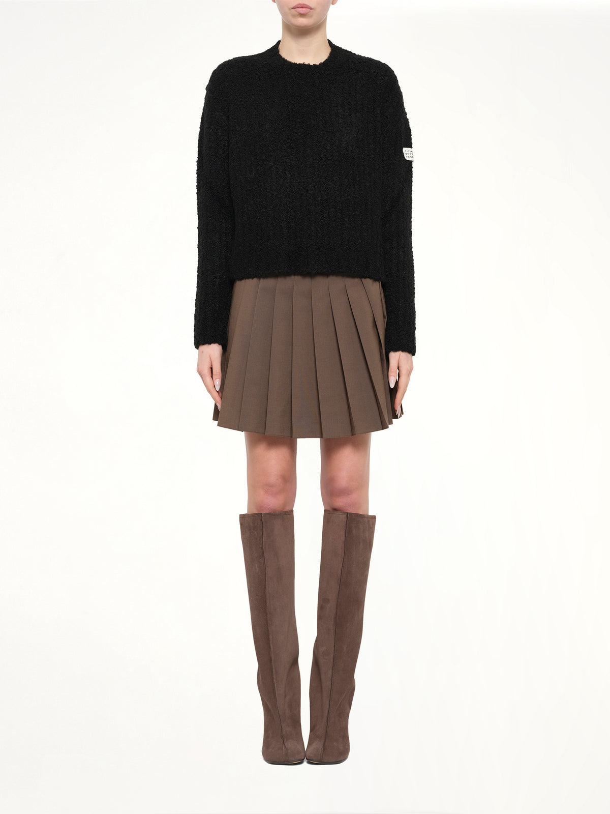 Boucle Knit Sweater in Black